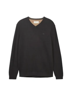 Tom Tailor Pullover & Sweatshirts|Big Boys*Strickpullover mit V-Ausschnitt black grey melange