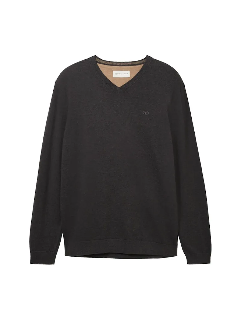 Tom Tailor Pullover & Sweatshirts|Big Boys*Strickpullover mit V-Ausschnitt black grey melange