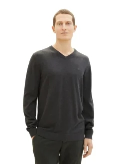 Tom Tailor Pullover & Sweatshirts|Big Boys*Strickpullover mit V-Ausschnitt black grey melange
