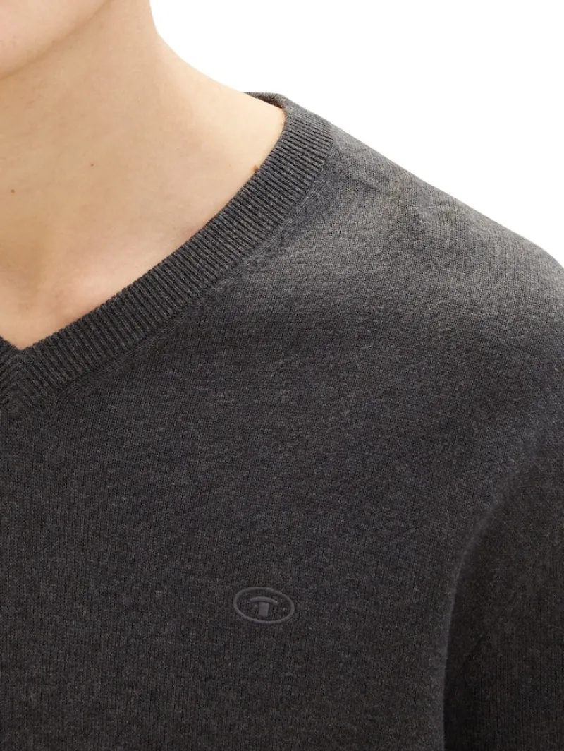 Tom Tailor Pullover & Sweatshirts|Big Boys*Strickpullover mit V-Ausschnitt black grey melange