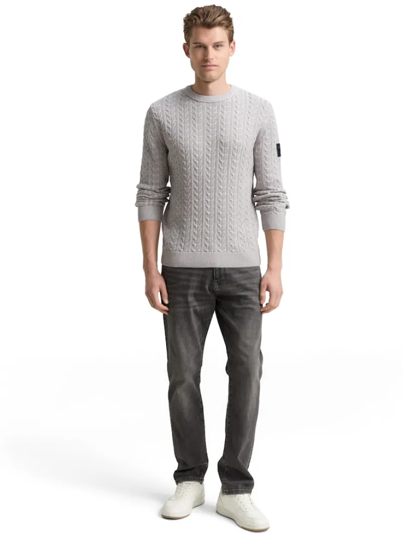 Tom Tailor Pullover & Sweatshirts|Big Boys*Strickpullover mit Zopfmuster grey offwhite plated