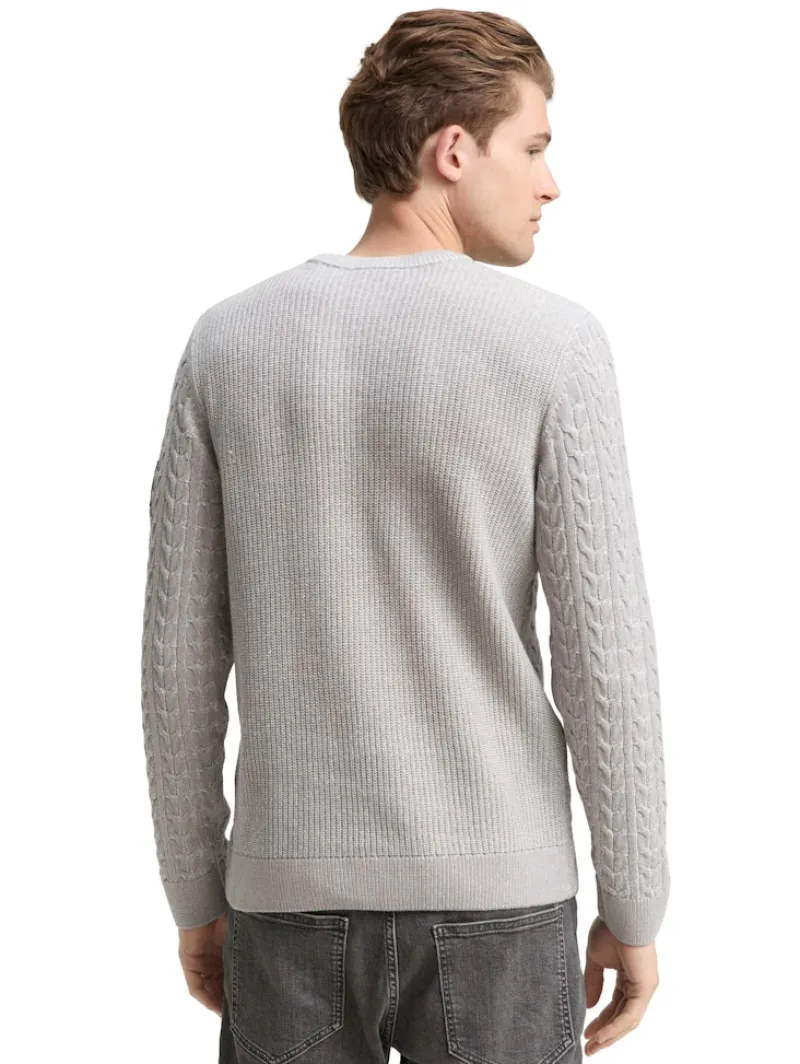 Tom Tailor Pullover & Sweatshirts|Big Boys*Strickpullover mit Zopfmuster grey offwhite plated