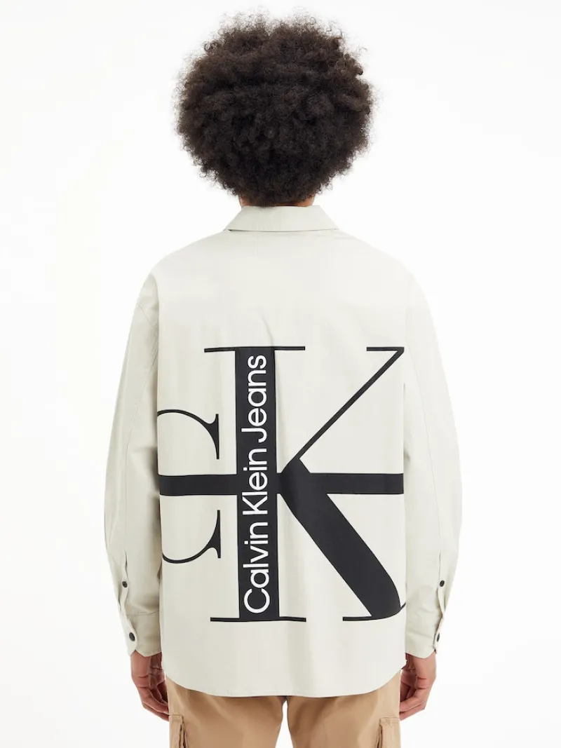 Calvin Klein Jeans Hemden*STRIPE CK BACK GRAPHIC SHIRT eggshell