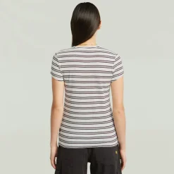 G-star Raw Shirts*Stripe eyben slim v t 2.0 wmn milk-maroon double stripe