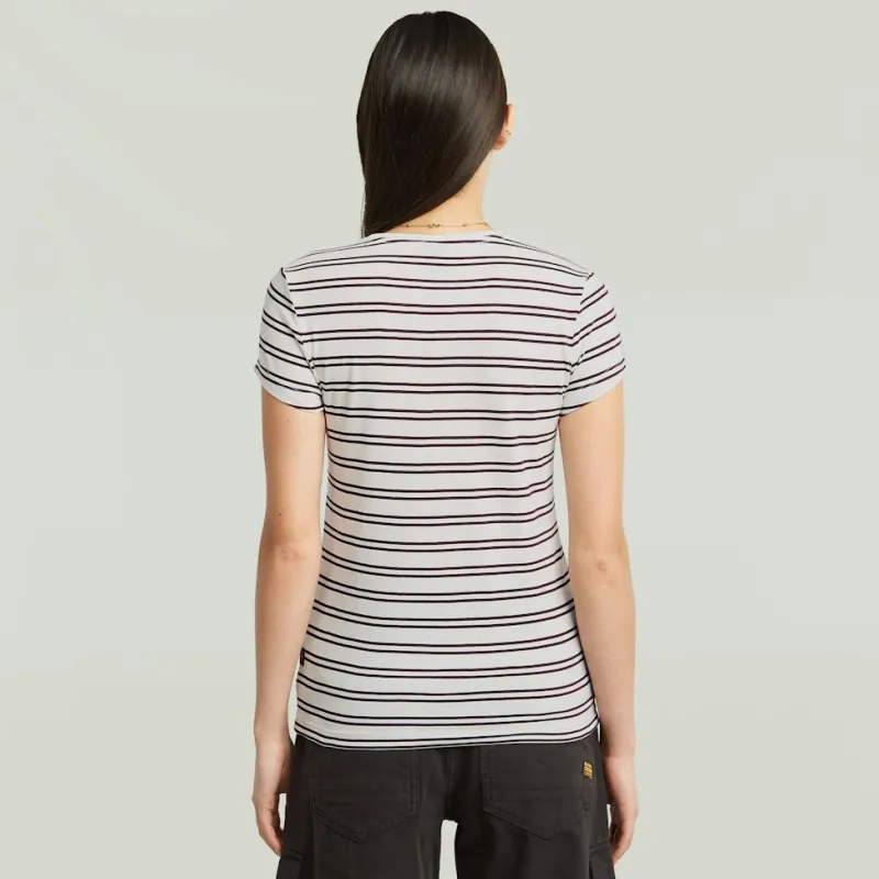 G-star Raw Shirts*Stripe eyben slim v t 2.0 wmn milk-maroon double stripe