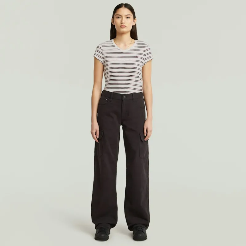 G-star Raw Shirts*Stripe eyben slim v t 2.0 wmn milk-maroon double stripe