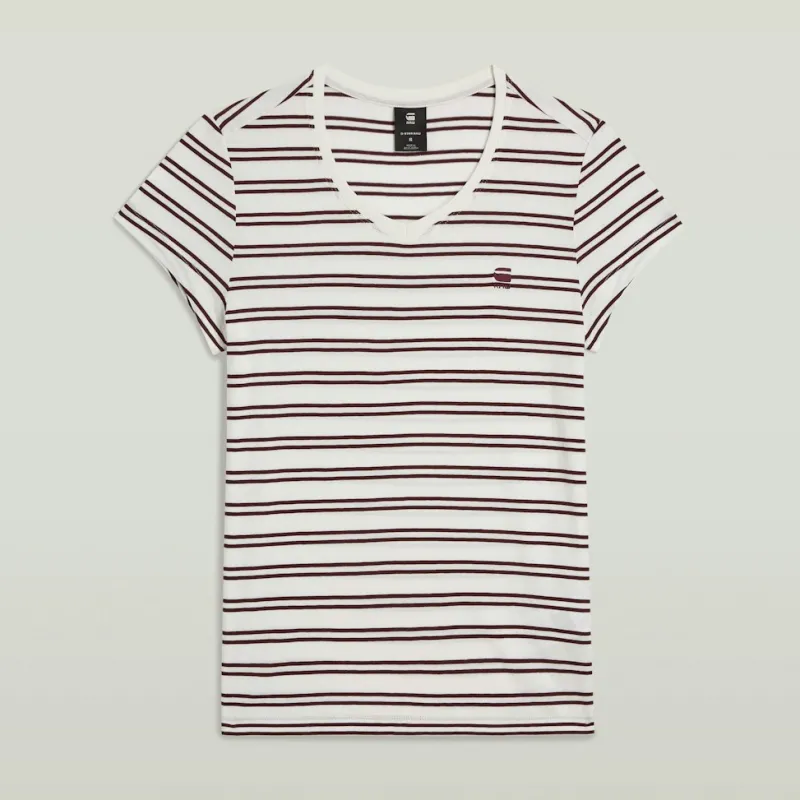 G-star Raw Shirts*Stripe eyben slim v t 2.0 wmn milk-maroon double stripe