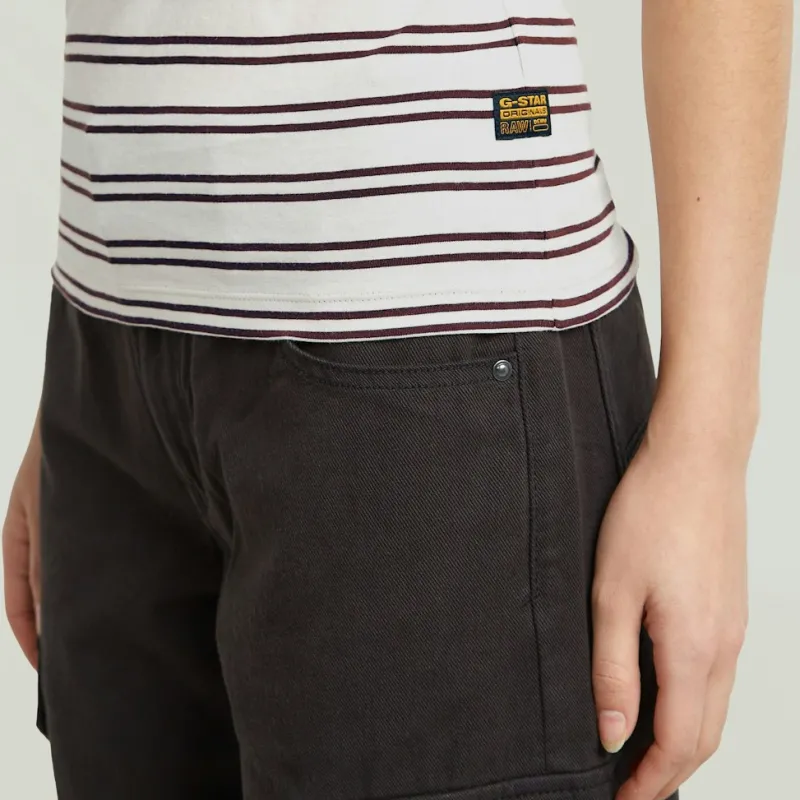 G-star Raw Shirts*Stripe eyben slim v t 2.0 wmn milk-maroon double stripe