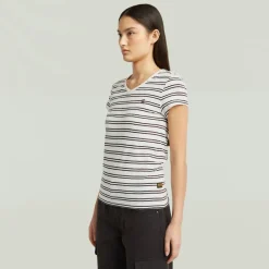 G-star Raw Shirts*Stripe eyben slim v t 2.0 wmn milk-maroon double stripe