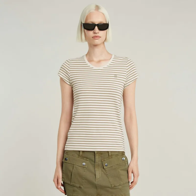 G-star Raw Shirts*Stripe eyben slim v t 2.0 wmn ensis green highlight stripe