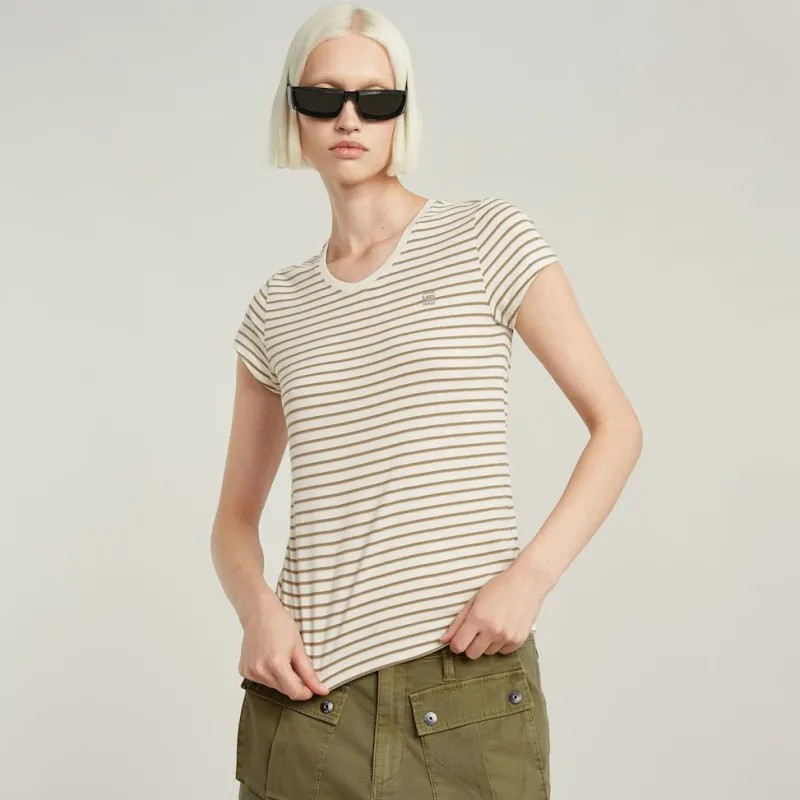 G-star Raw Shirts*Stripe eyben slim v t 2.0 wmn ensis green highlight stripe