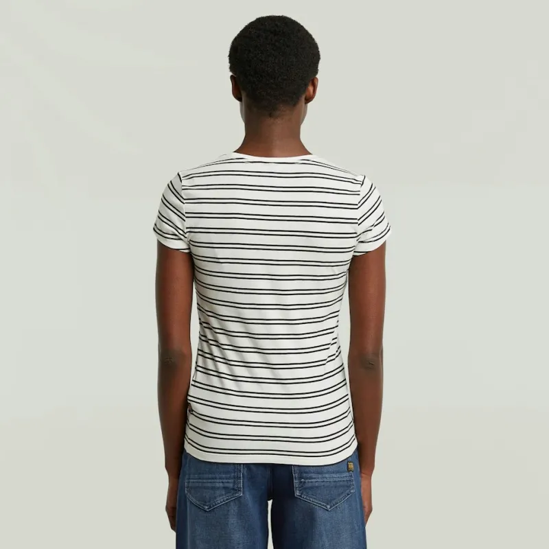 G-star Raw Shirts*Stripe eyben slim v t 2.0 wmn milk-dk black double stripe