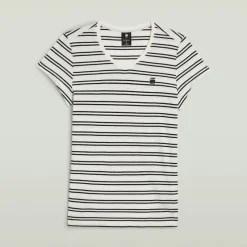 G-star Raw Shirts*Stripe eyben slim v t 2.0 wmn milk-dk black double stripe
