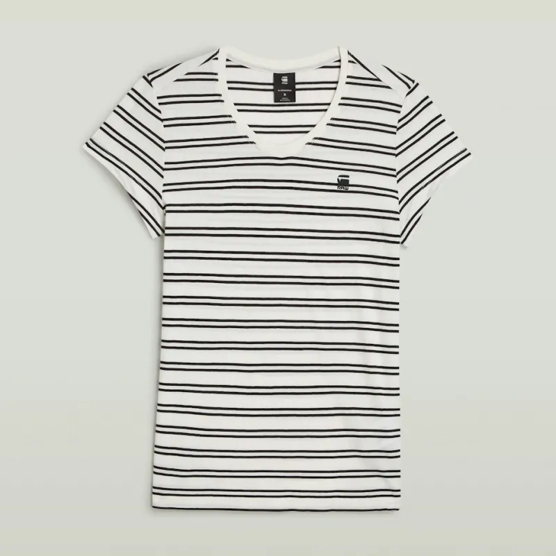 G-star Raw Shirts*Stripe eyben slim v t 2.0 wmn milk-dk black double stripe