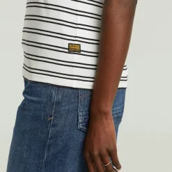 G-star Raw Shirts*Stripe eyben slim v t 2.0 wmn milk-dk black double stripe