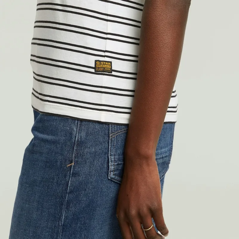 G-star Raw Shirts*Stripe eyben slim v t 2.0 wmn milk-dk black double stripe