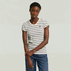 G-star Raw Shirts*Stripe eyben slim v t 2.0 wmn milk-dk black double stripe