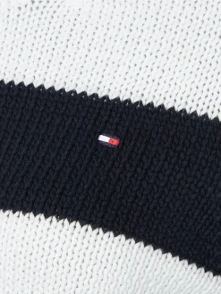 Tommy Hilfiger Pullover & Sweatshirts*STRIPED BUTTON C-NK SWEATER rugby stp horizontal - d sky ecru