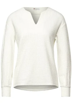Street One Shirts*Struktur Shirt in Langarm off white