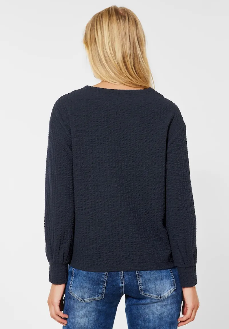 Street One Shirts*Struktur Shirt in Langarm mighty blue