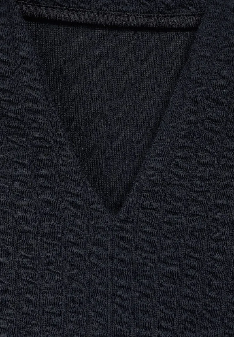 Street One Shirts*Struktur Shirt in Langarm mighty blue