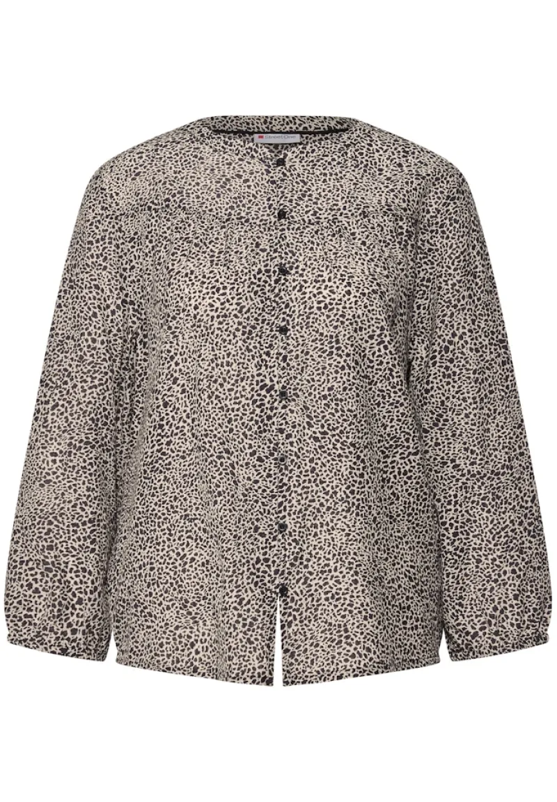 Street One Blusen*Strukturbluse mit Leo-Muster cotton cream