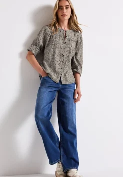 Street One Blusen*Strukturbluse mit Leo-Muster cotton cream