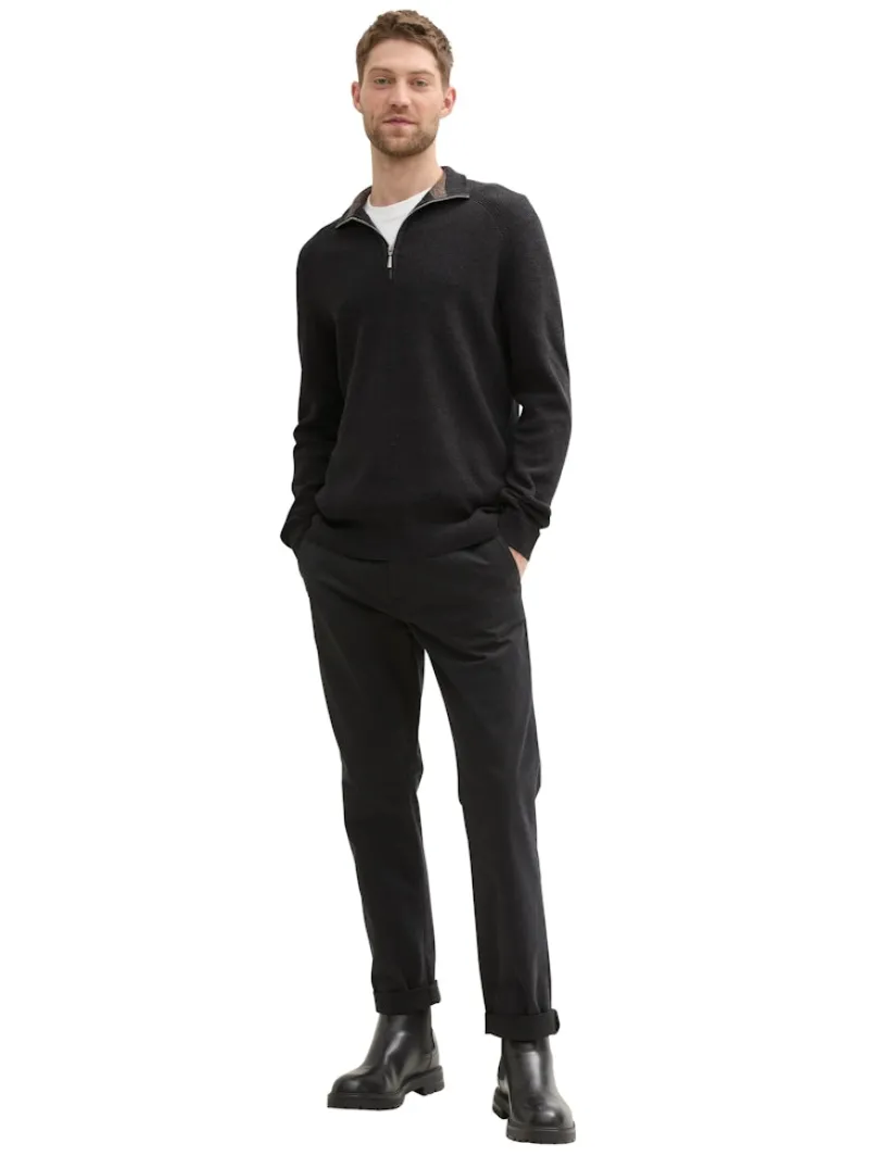 Tom Tailor Pullover & Sweatshirts|Big Boys*Strukturierter Strick Troyer black grey melange