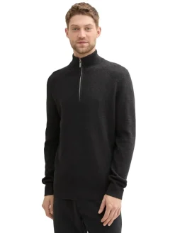 Tom Tailor Pullover & Sweatshirts|Big Boys*Strukturierter Strick Troyer black grey melange