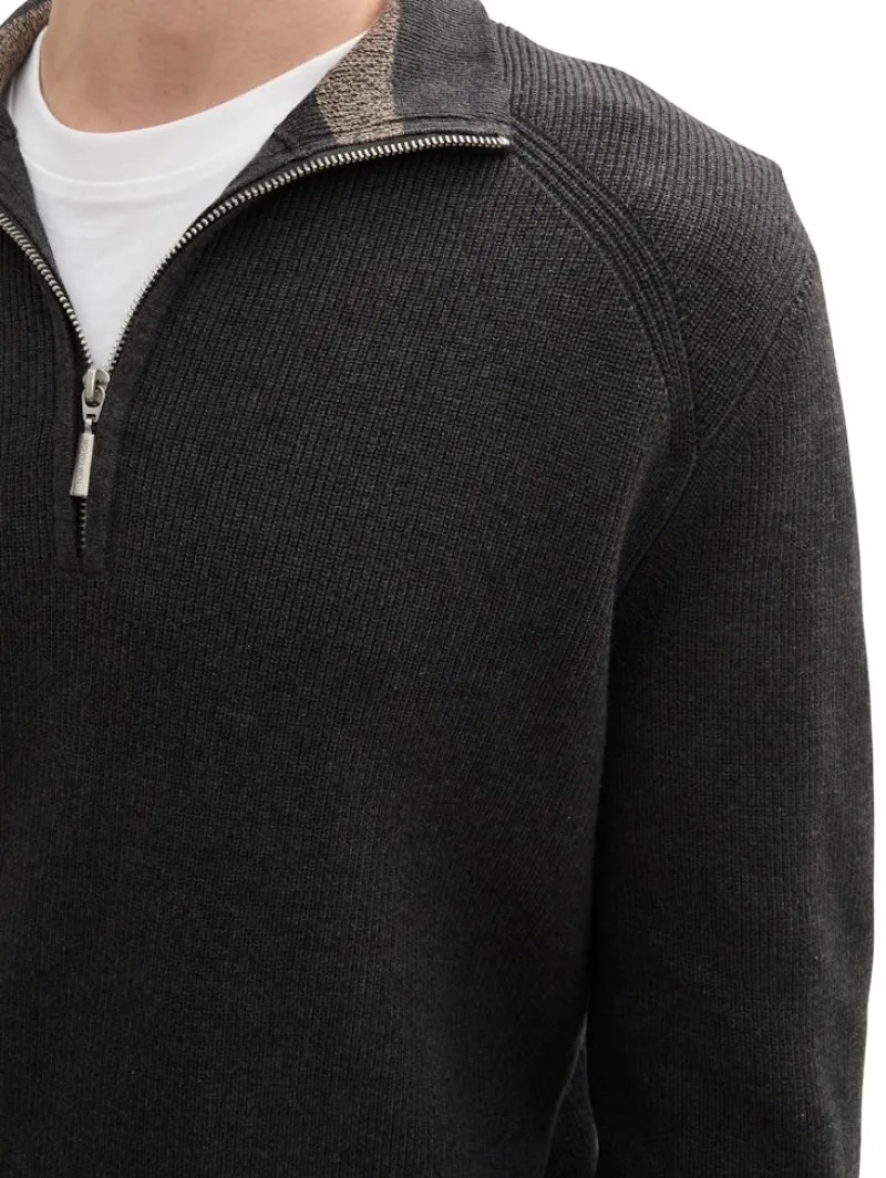 Tom Tailor Pullover & Sweatshirts|Big Boys*Strukturierter Strick Troyer black grey melange