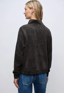 Street One Pullover & Sweatshirts*Strukturjacke mit Zipper darkest brown