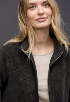 Street One Pullover & Sweatshirts*Strukturjacke mit Zipper darkest brown