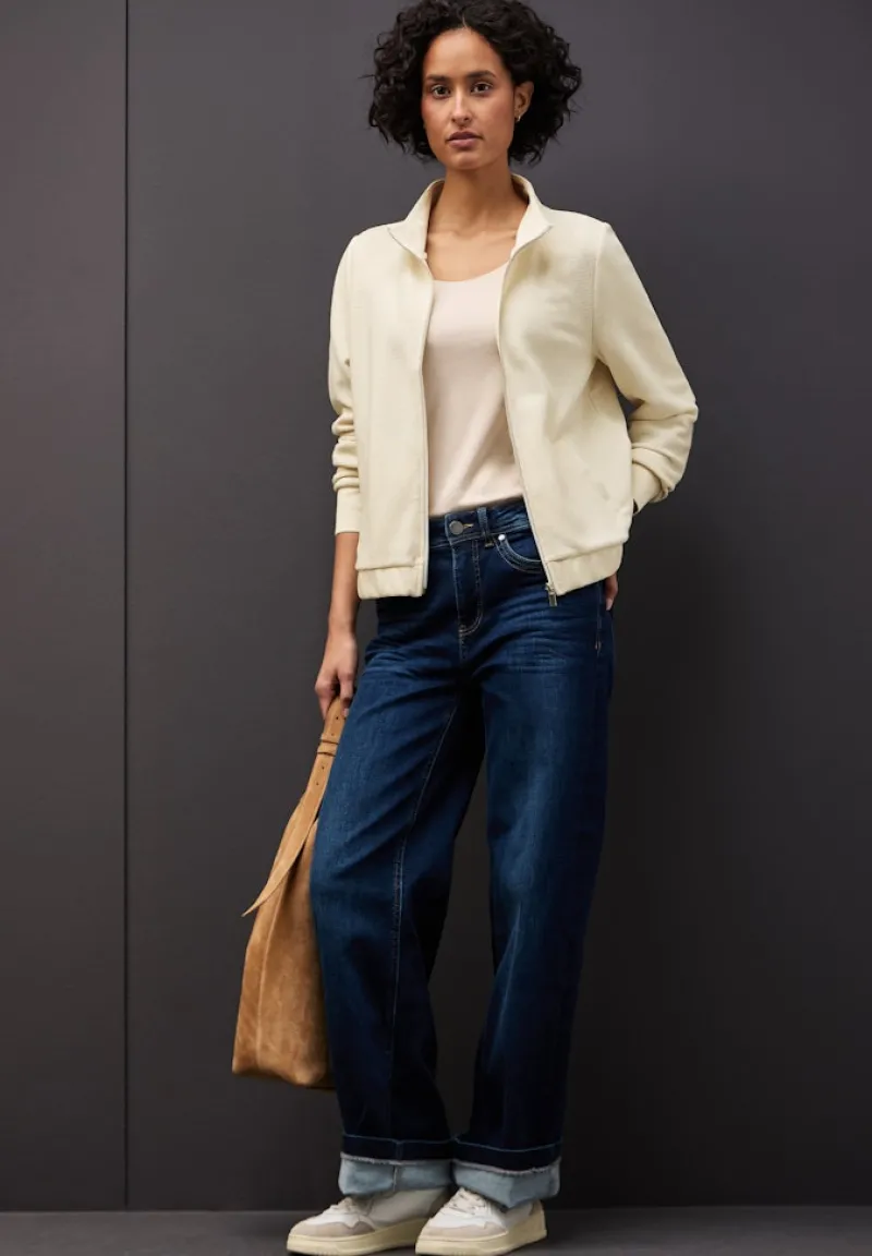 Street One Pullover & Sweatshirts*Strukturjacke mit Zipper soft beige