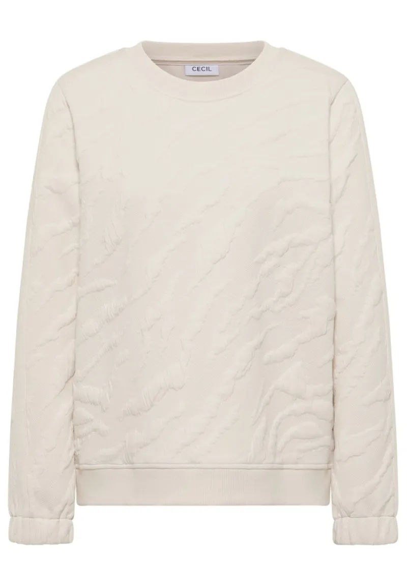Cecil Pullover & Sweatshirts*Strukturmuster Sweatshirt light beige