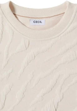 Cecil Pullover & Sweatshirts*Strukturmuster Sweatshirt light beige