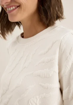 Cecil Pullover & Sweatshirts*Strukturmuster Sweatshirt light beige