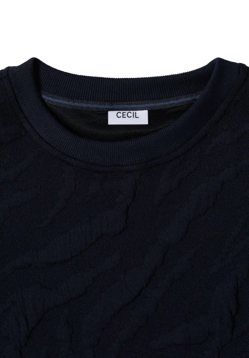 Cecil Pullover & Sweatshirts*Strukturmuster Sweatshirt urban dark blue