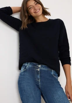 Cecil Pullover & Sweatshirts*Strukturmuster Sweatshirt urban dark blue