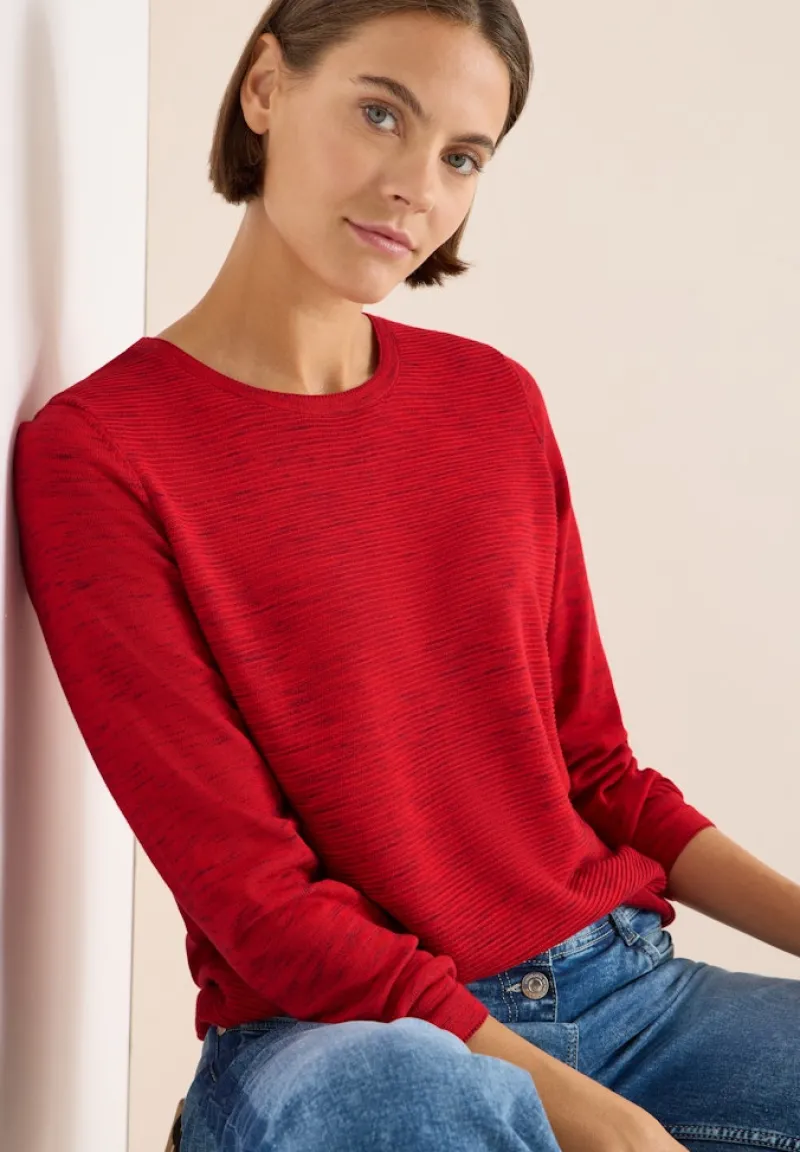 Cecil Pullover & Sweatshirts*Strukturpullover fiery red heather melange