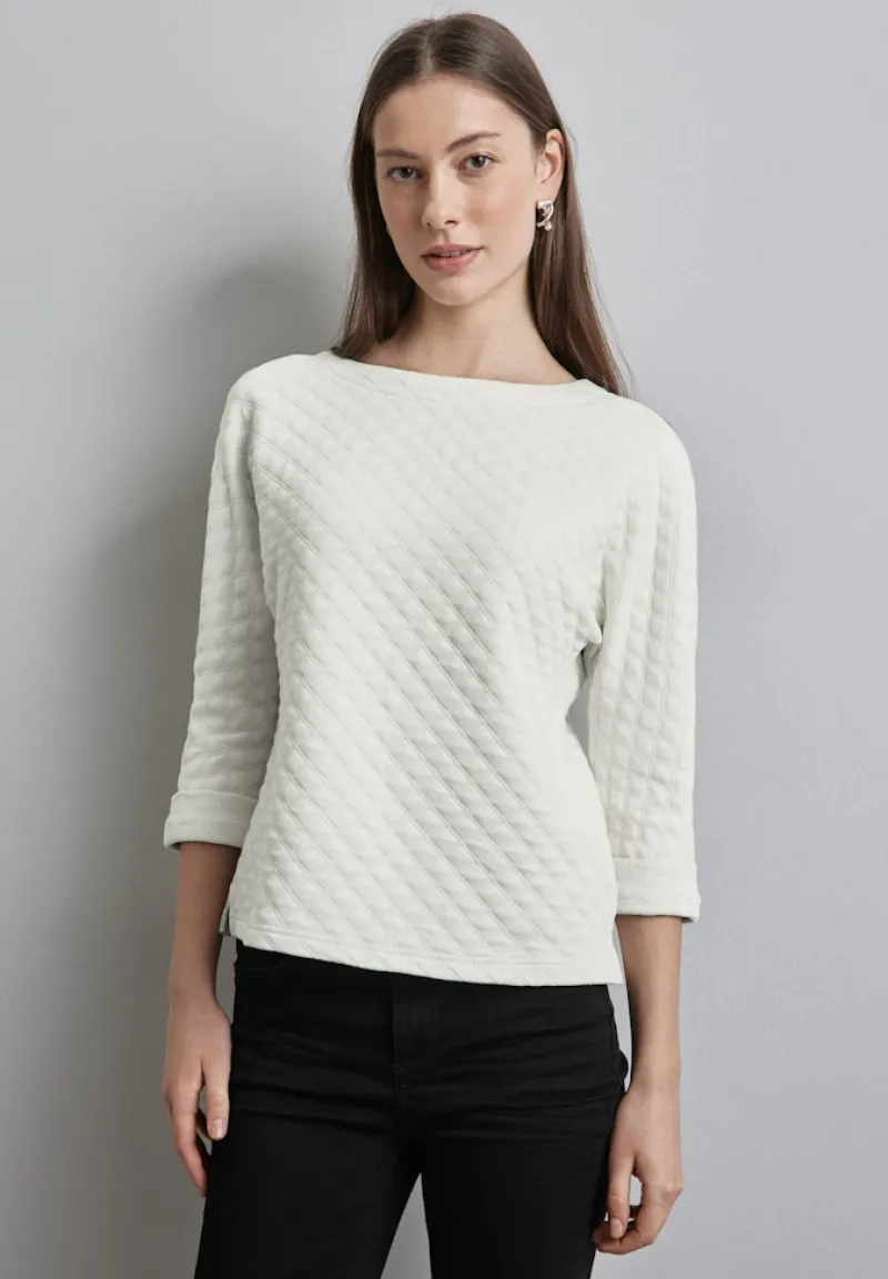 Street One Pullover & Sweatshirts*Strukturshirt mit Details lucid white