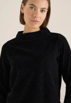 Cecil Shirts*Strukturshirt mit Funnelneck Black