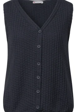 Street One Shirts*Strukturtop mit Knopfleiste deepwater blue