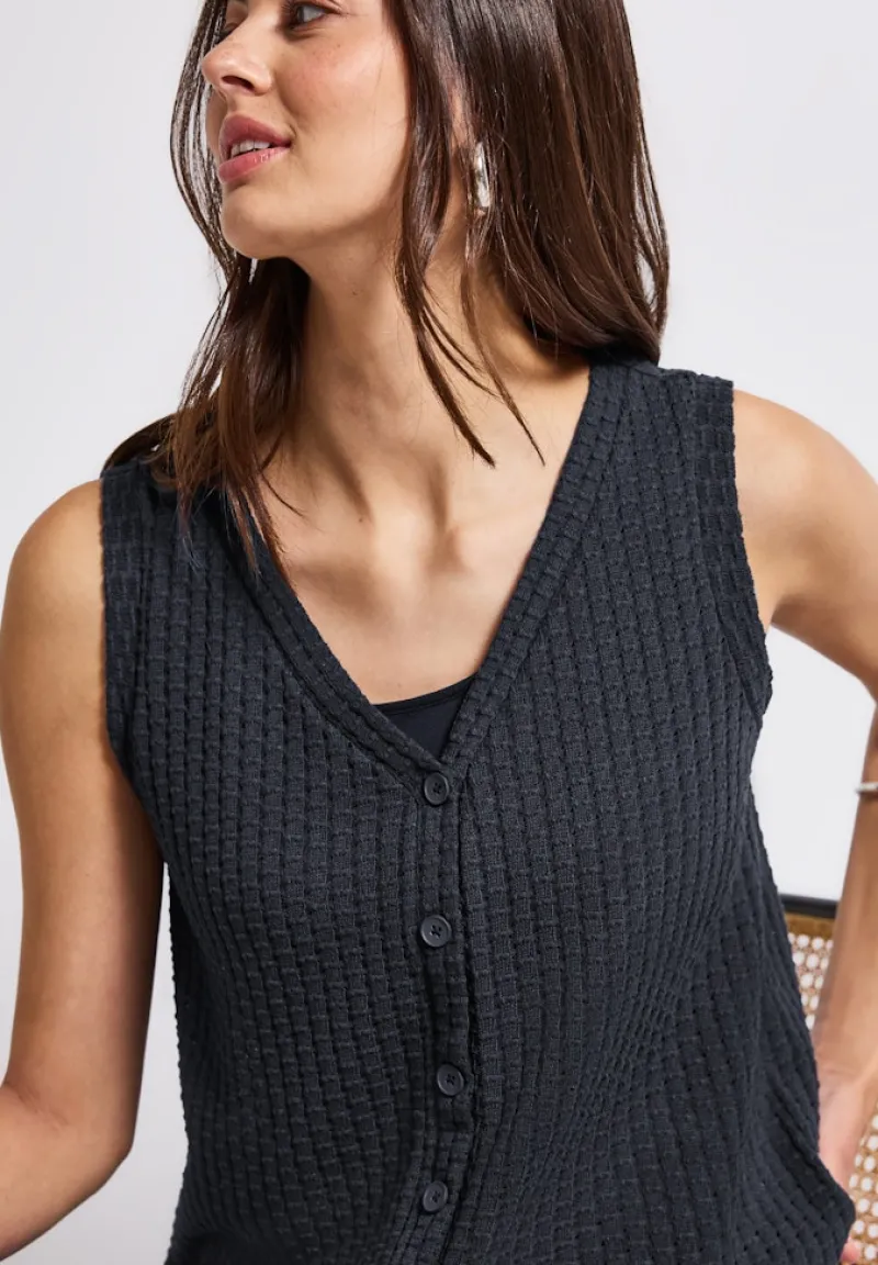 Street One Shirts*Strukturtop mit Knopfleiste deepwater blue