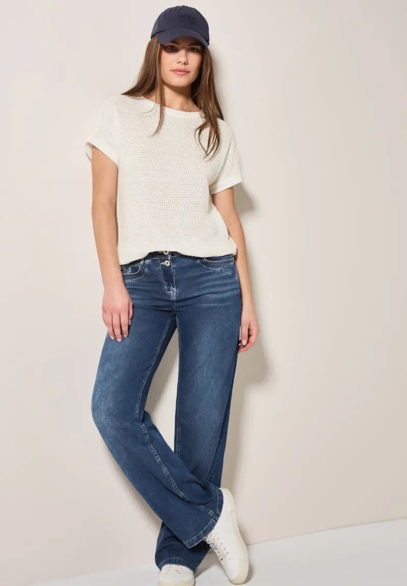 Cecil Shirts*Struktur-T-Shirt vanilla white