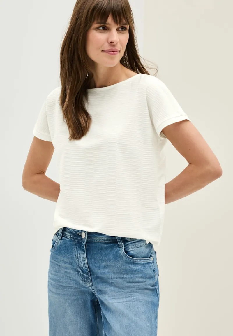 Cecil Shirts*Struktushirt in Unifarbe vanilla white