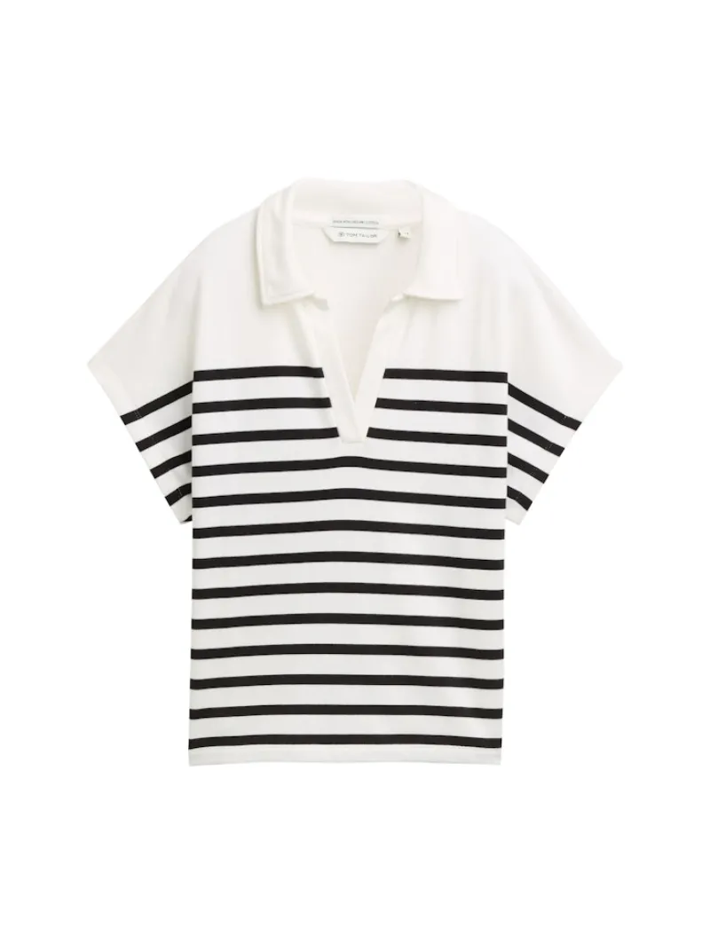 Tom Tailor Pullover & Sweatshirts*Sweatshirt in Polo-Optik offwhite navy stripe