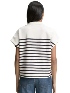 Tom Tailor Pullover & Sweatshirts*Sweatshirt in Polo-Optik offwhite navy stripe