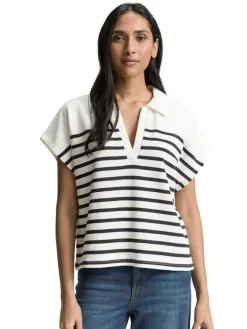 Tom Tailor Pullover & Sweatshirts*Sweatshirt in Polo-Optik offwhite navy stripe