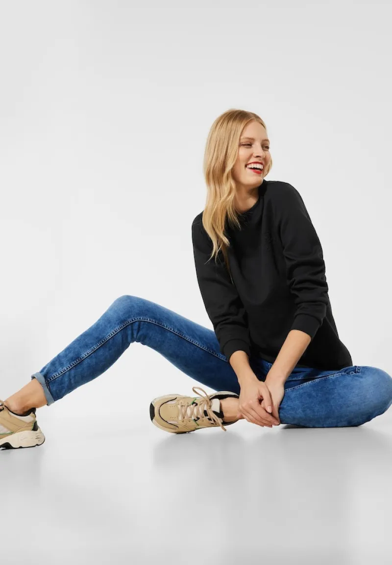 Street One Pullover & Sweatshirts*Sweatshirt in Unifarbe Black
