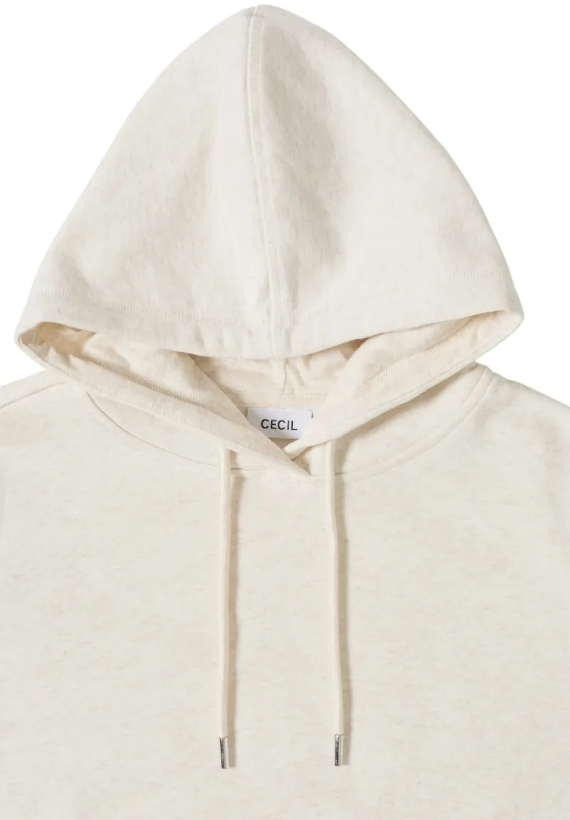 Cecil Pullover & Sweatshirts*Sweatshirt mit Kapuze oat milk beige melange